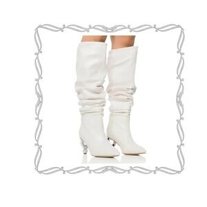 Cute white boots with silver heel